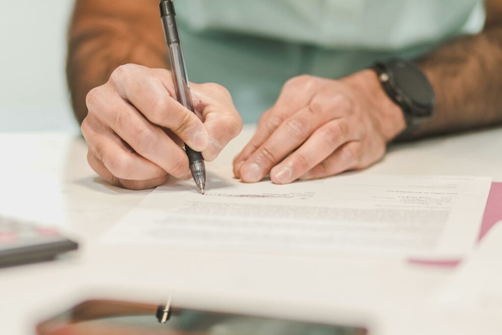 legal document contract signing professional